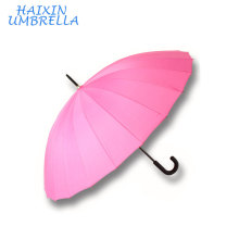 Regalos promocionales con Logo Hotel Hot Selling Personalizado Barato Lluvia Rain Open 24 Ribs Pink Straight Umbrella Fabricante de China